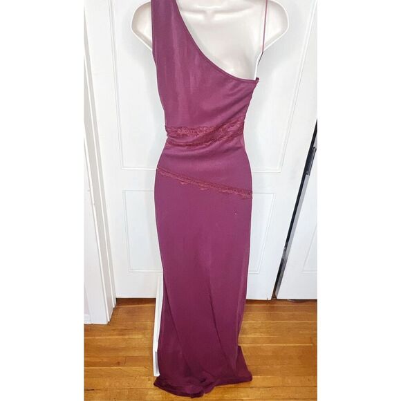 Princess Polly Ultraviolet One Shoulder Lace Maxi Dress Wine Size 12 Nwot - Picture 8 of 9